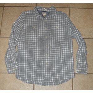 Mens Sz Medium Gray Plaid Button Up Long Sleeve Slightly Fitted Shirt L.L. BEAN